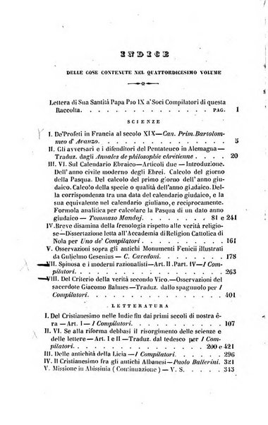 La scienza e la fede raccolta religiosa, scientifica, letteraria ed artistica, che mostra come il sapere umano rende testimonianza alla religione cattolica