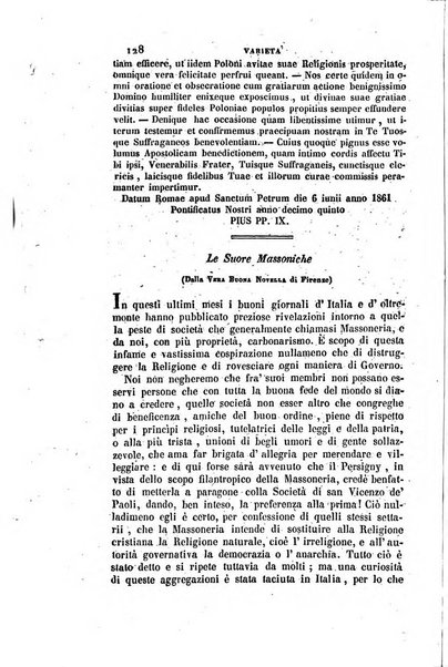 La scienza e la fede raccolta religiosa, scientifica, letteraria ed artistica, che mostra come il sapere umano rende testimonianza alla religione cattolica