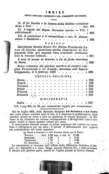 La scienza e la fede raccolta religiosa, scientifica, letteraria ed artistica, che mostra come il sapere umano rende testimonianza alla religione cattolica