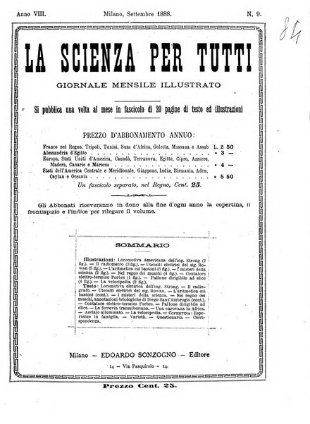 La scienza per tutti giornale popolare illustrato