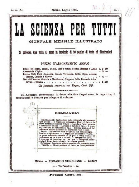 La scienza per tutti giornale popolare illustrato