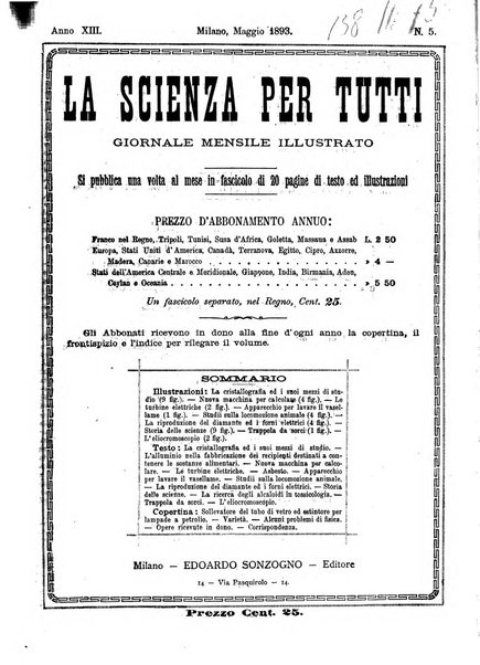 La scienza per tutti giornale popolare illustrato