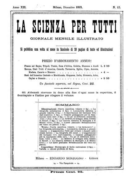 La scienza per tutti giornale popolare illustrato