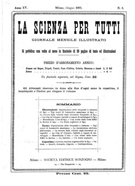 La scienza per tutti giornale popolare illustrato