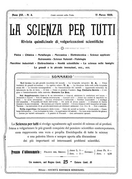 La scienza per tutti giornale popolare illustrato