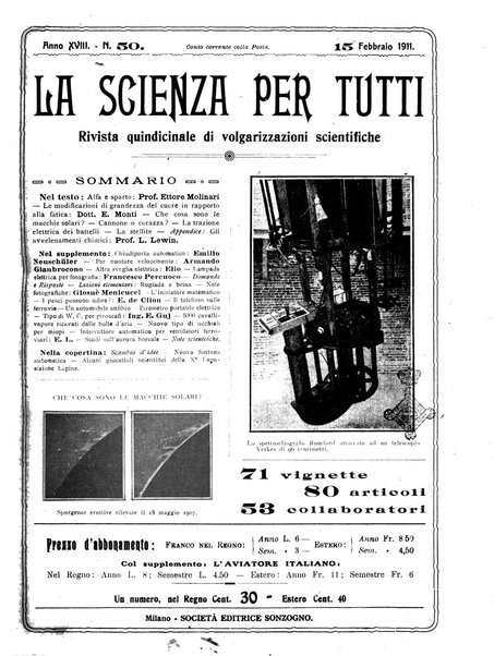 La scienza per tutti giornale popolare illustrato