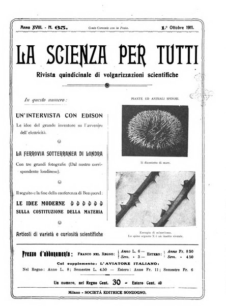 La scienza per tutti giornale popolare illustrato