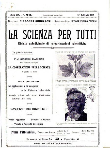 La scienza per tutti giornale popolare illustrato