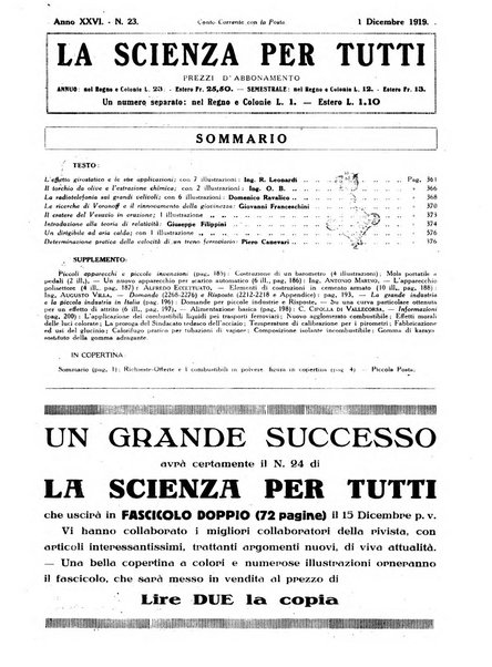 La scienza per tutti giornale popolare illustrato