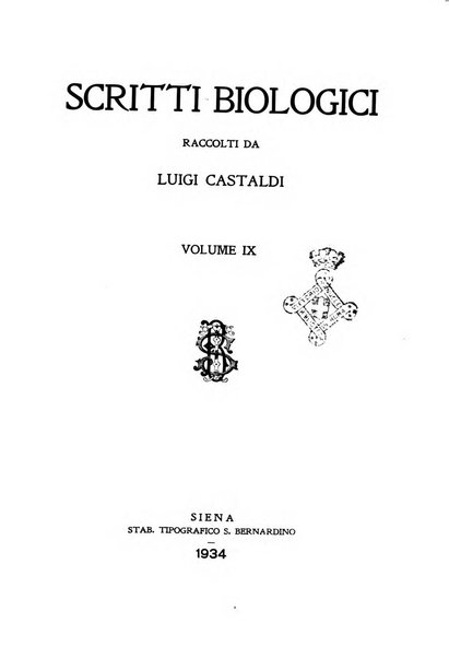 Scritti biologici raccolti da Luigi Castaldi