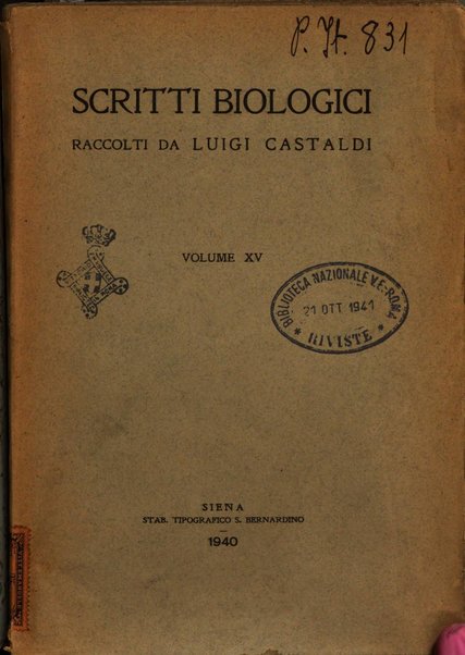 Scritti biologici raccolti da Luigi Castaldi