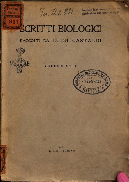 Scritti biologici raccolti da Luigi Castaldi