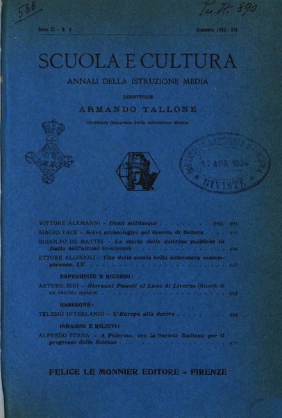 Scuola e cultura annali dell'istruzione media