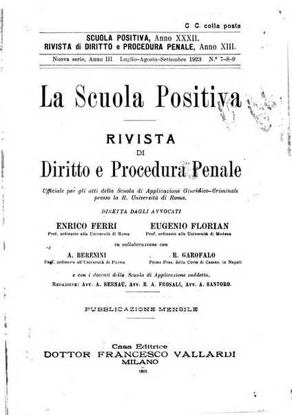 La scuola positiva rivista di diritto e procedura penale