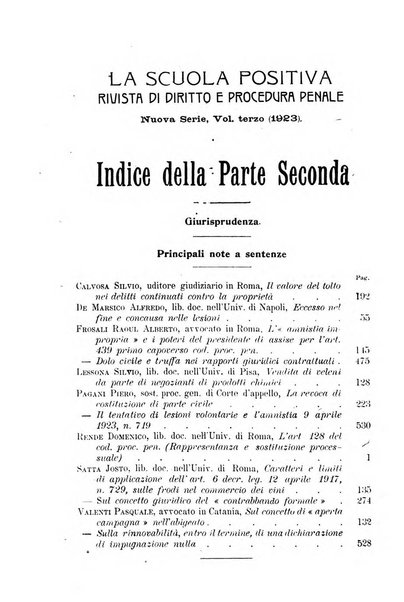 La scuola positiva rivista di diritto e procedura penale