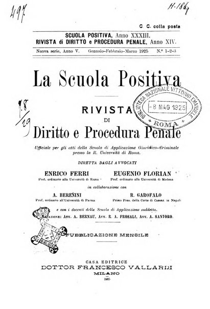 La scuola positiva rivista di diritto e procedura penale