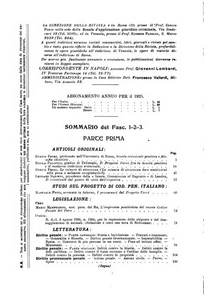 La scuola positiva rivista di diritto e procedura penale