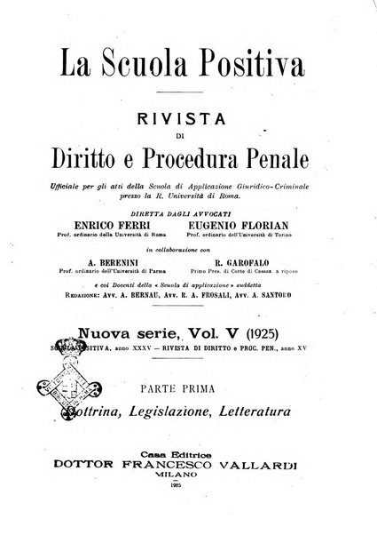 La scuola positiva rivista di diritto e procedura penale