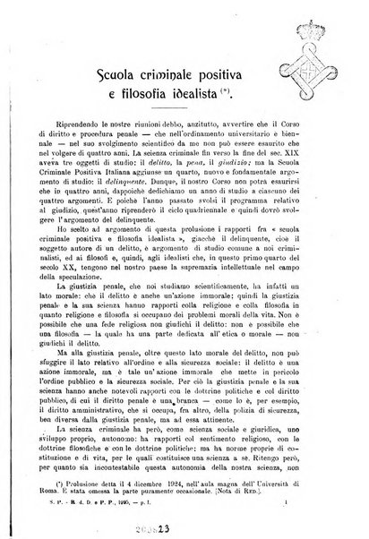 La scuola positiva rivista di diritto e procedura penale