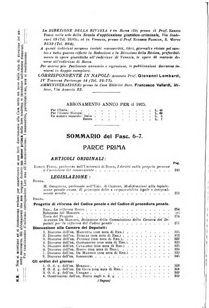 La scuola positiva rivista di diritto e procedura penale