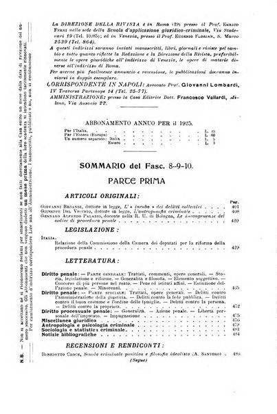 La scuola positiva rivista di diritto e procedura penale