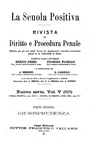 La scuola positiva rivista di diritto e procedura penale