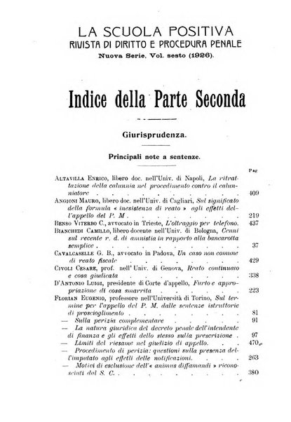 La scuola positiva rivista di diritto e procedura penale