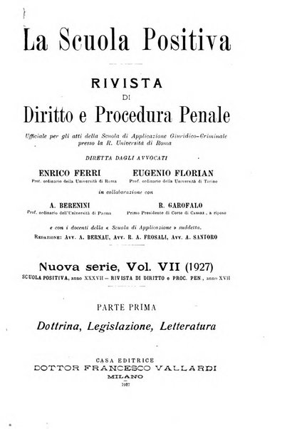 La scuola positiva rivista di diritto e procedura penale