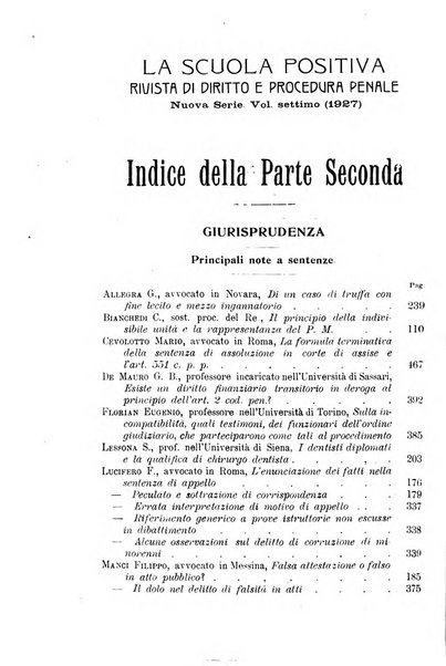 La scuola positiva rivista di diritto e procedura penale