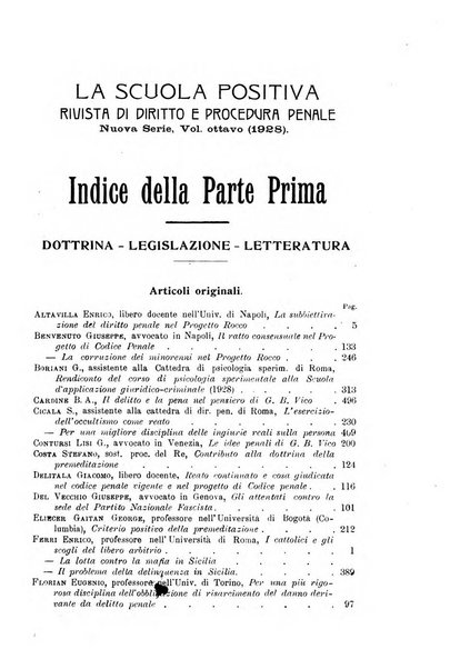 La scuola positiva rivista di diritto e procedura penale