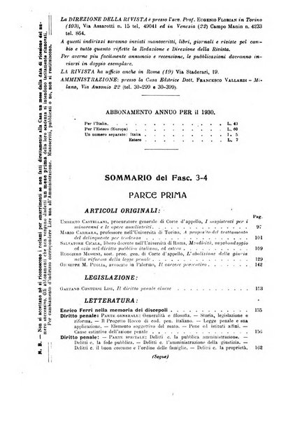 La scuola positiva rivista di diritto e procedura penale