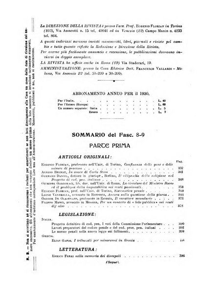 La scuola positiva rivista di diritto e procedura penale