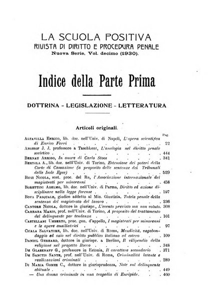 La scuola positiva rivista di diritto e procedura penale