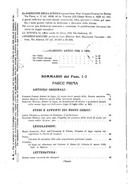 La scuola positiva rivista di diritto e procedura penale