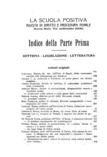 La scuola positiva rivista di diritto e procedura penale