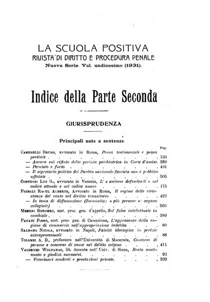 La scuola positiva rivista di diritto e procedura penale