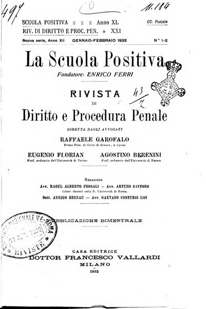 La scuola positiva rivista di diritto e procedura penale