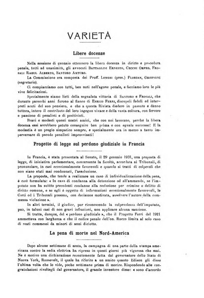 La scuola positiva rivista di diritto e procedura penale