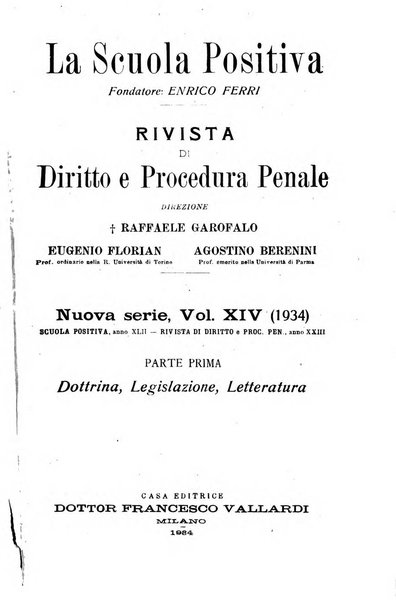 La scuola positiva rivista di diritto e procedura penale