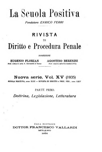 La scuola positiva rivista di diritto e procedura penale