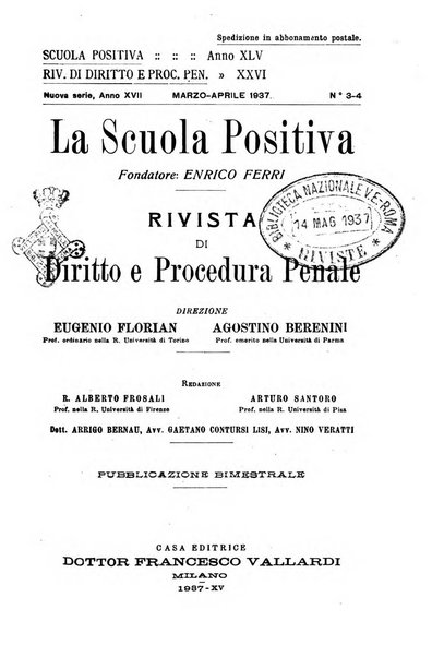 La scuola positiva rivista di diritto e procedura penale