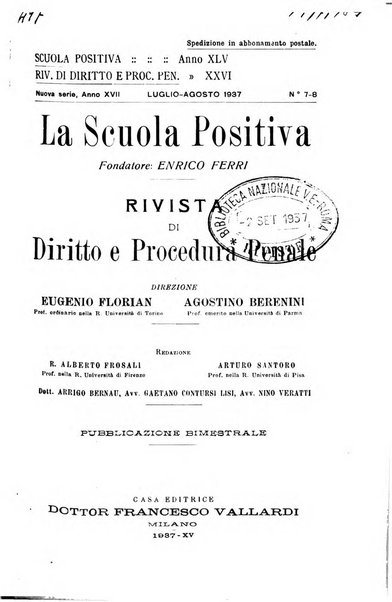 La scuola positiva rivista di diritto e procedura penale