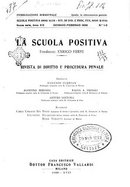 La scuola positiva rivista di diritto e procedura penale