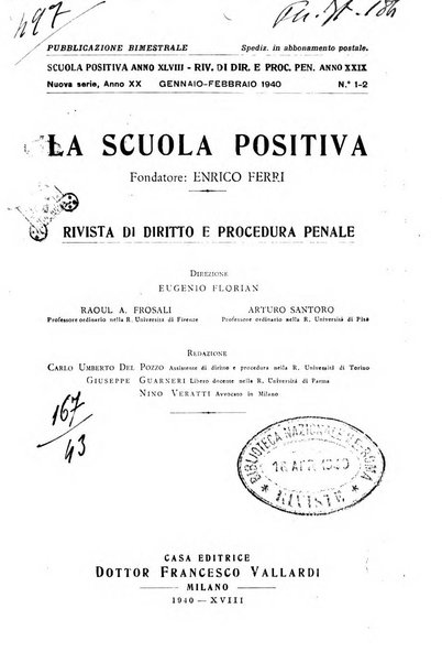 La scuola positiva rivista di diritto e procedura penale