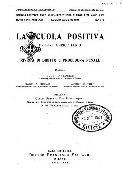 La scuola positiva rivista di diritto e procedura penale