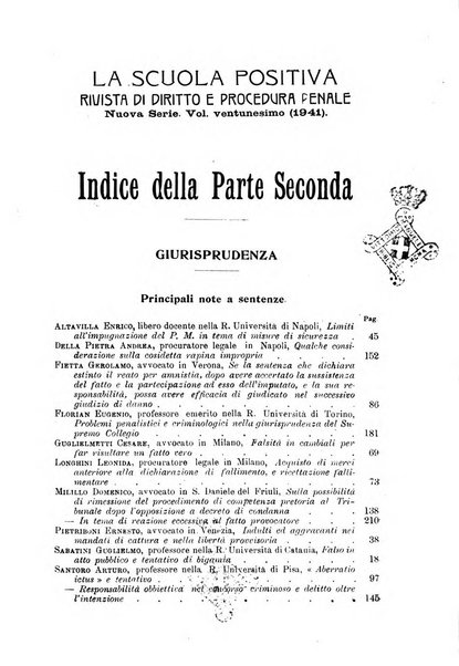 La scuola positiva rivista di diritto e procedura penale