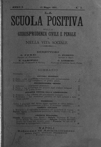 La scuola positiva nella giurisprudenza civile e penale e nella vita sociale