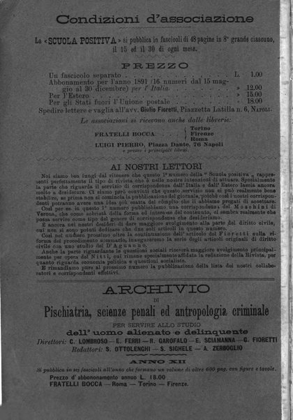 La scuola positiva nella giurisprudenza civile e penale e nella vita sociale