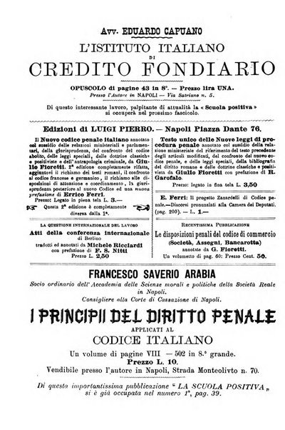 La scuola positiva nella giurisprudenza civile e penale e nella vita sociale