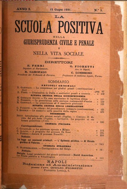 La scuola positiva nella giurisprudenza civile e penale e nella vita sociale